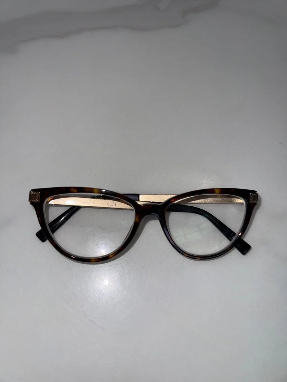 Versace Tortoiseshell and Gold Cat-Eye Women's Glasses